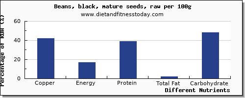 chart to show highest copper in black beans per 100g